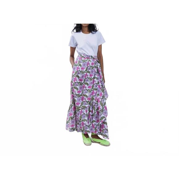 NEW SZ BLOCKPRINTS long wrap skirt in flower power print - Picture 1 of 2
